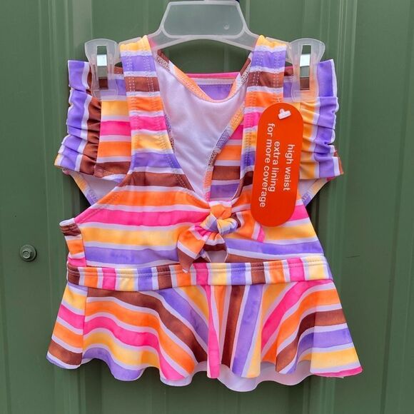 GIRLS STRIPED TANKINI Swimsuit Bathing Suit UPF 50+ 2-Pack Size 4/5 - Picture 2 of 8